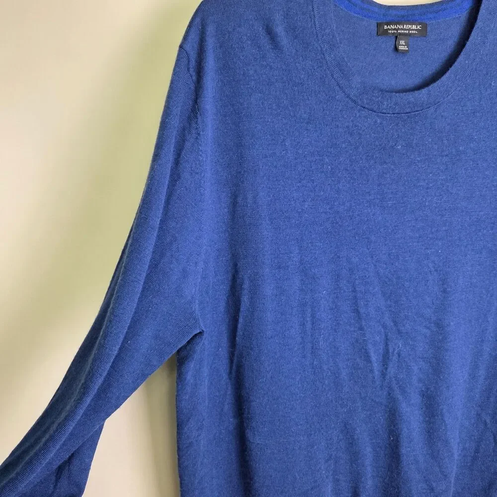 Banana Republic Merino Wool Crewneck Sweater Blue XXL